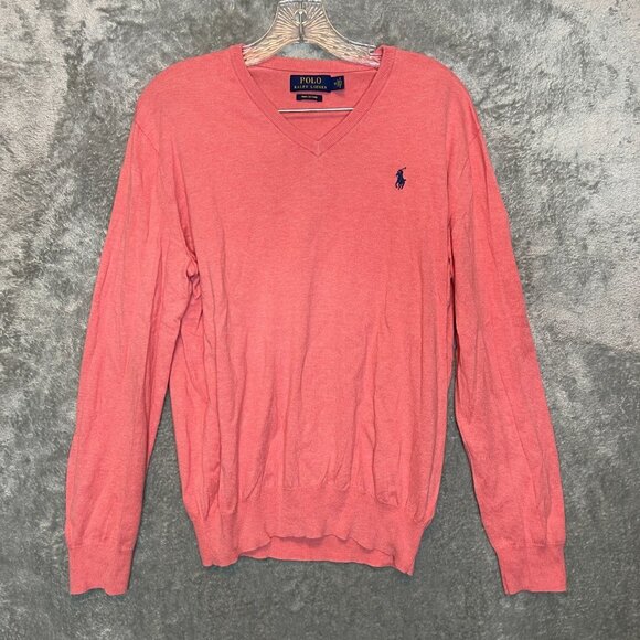Polo Ralph Lauren Men Classic Preppy Pima Cotton Lightweight V Neck Sweater M - Picture 1 of 10